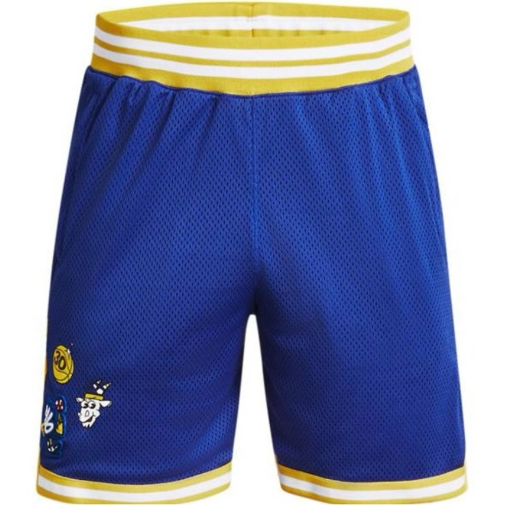 NEW Under Armour Curry Mesh Shorts Blue Yellow White #30 Goat Golden State Men L